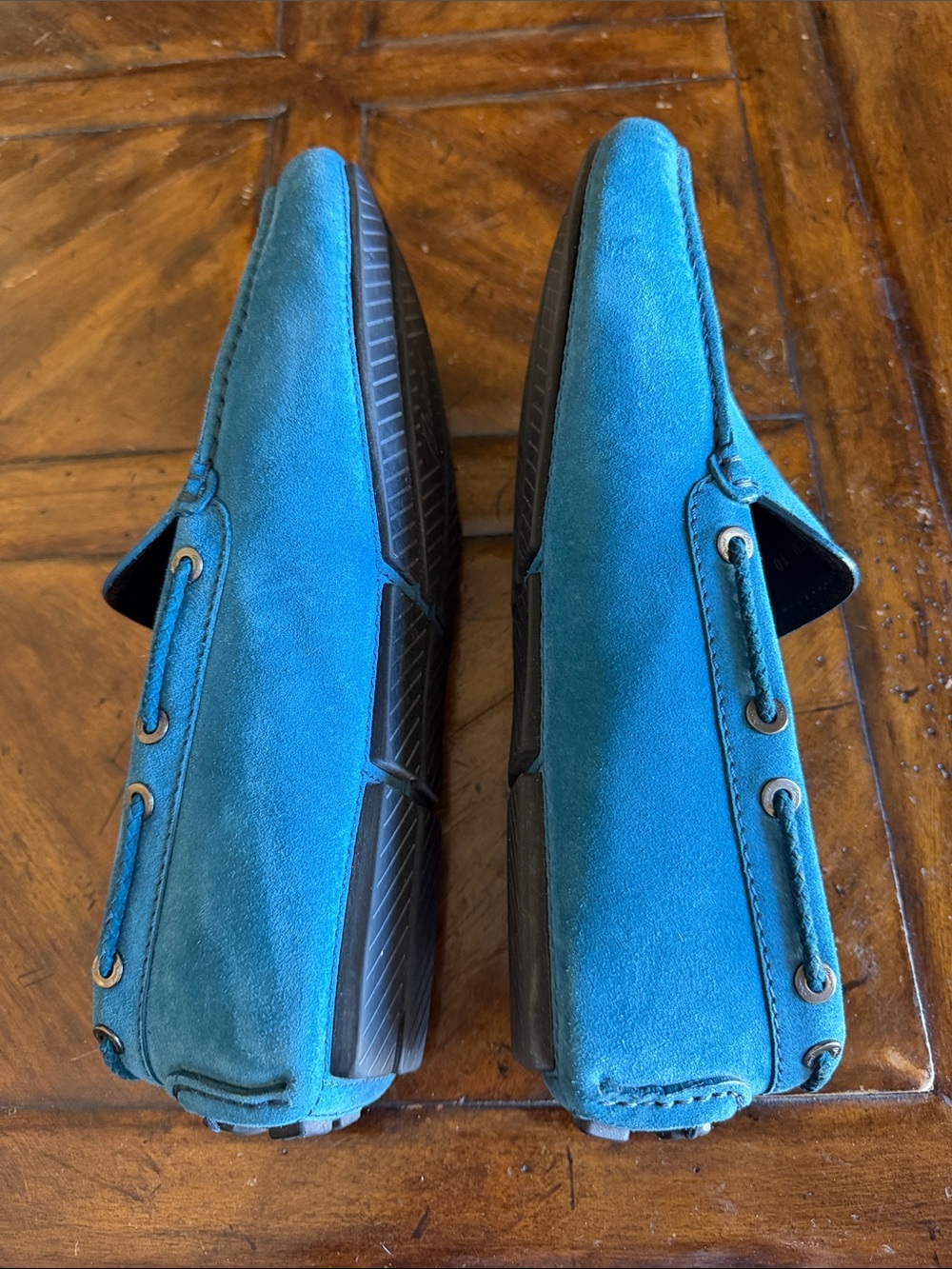 Brioni Men's Suede Driving Loafers - Teal Blue - Picture 3 of 9